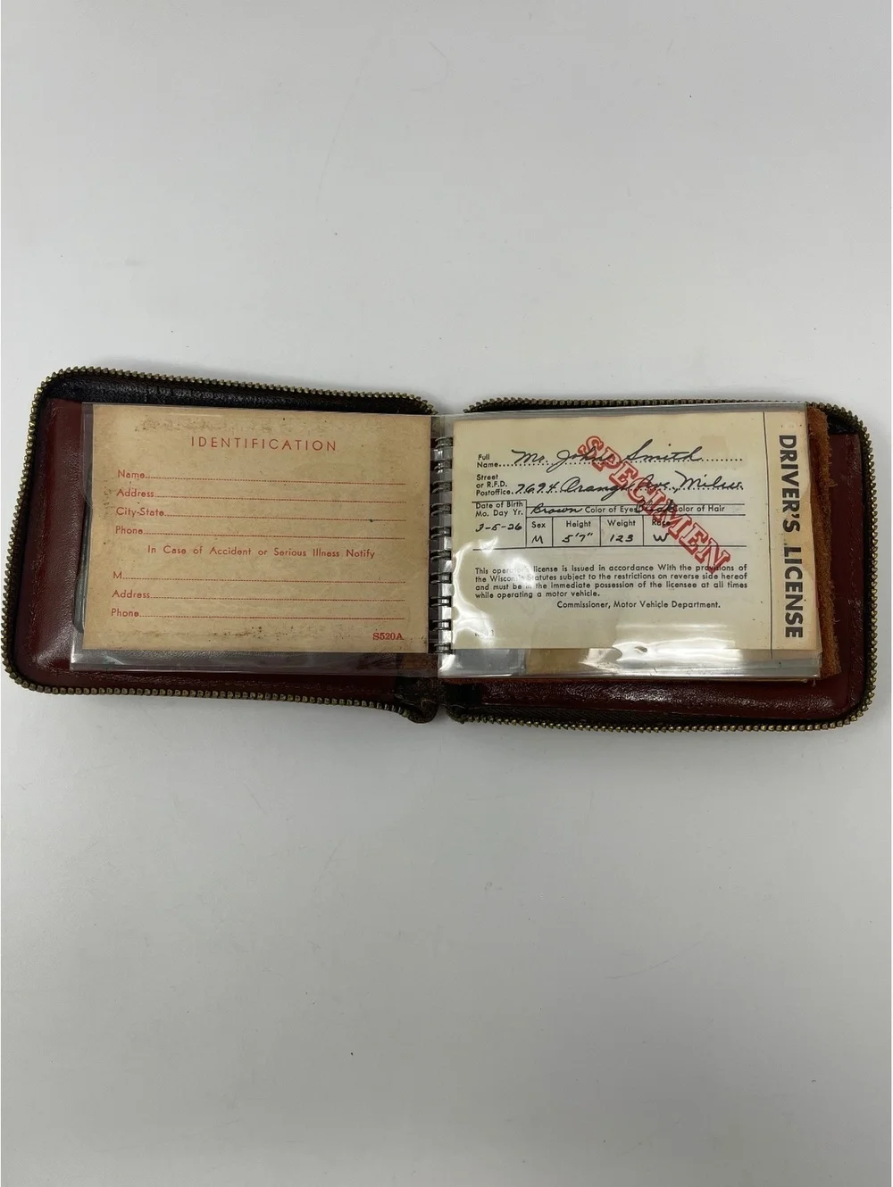 Vintage Pilgrim Amity Brown Leather Zip Wallet & Key Case Set Diamond Quilted